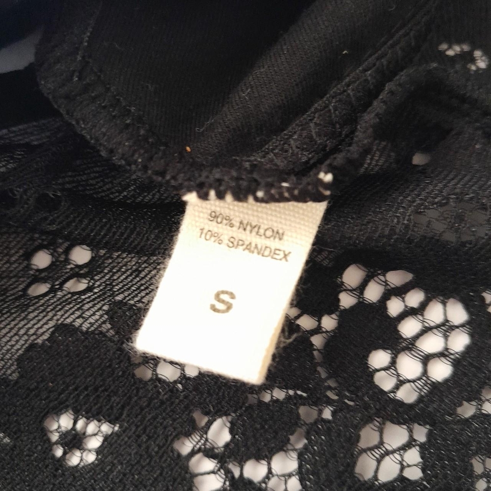 Floral Lace Strappy Caged Bralette Black Sheer Longline Crop Bra Size S - Picture 3 of 8